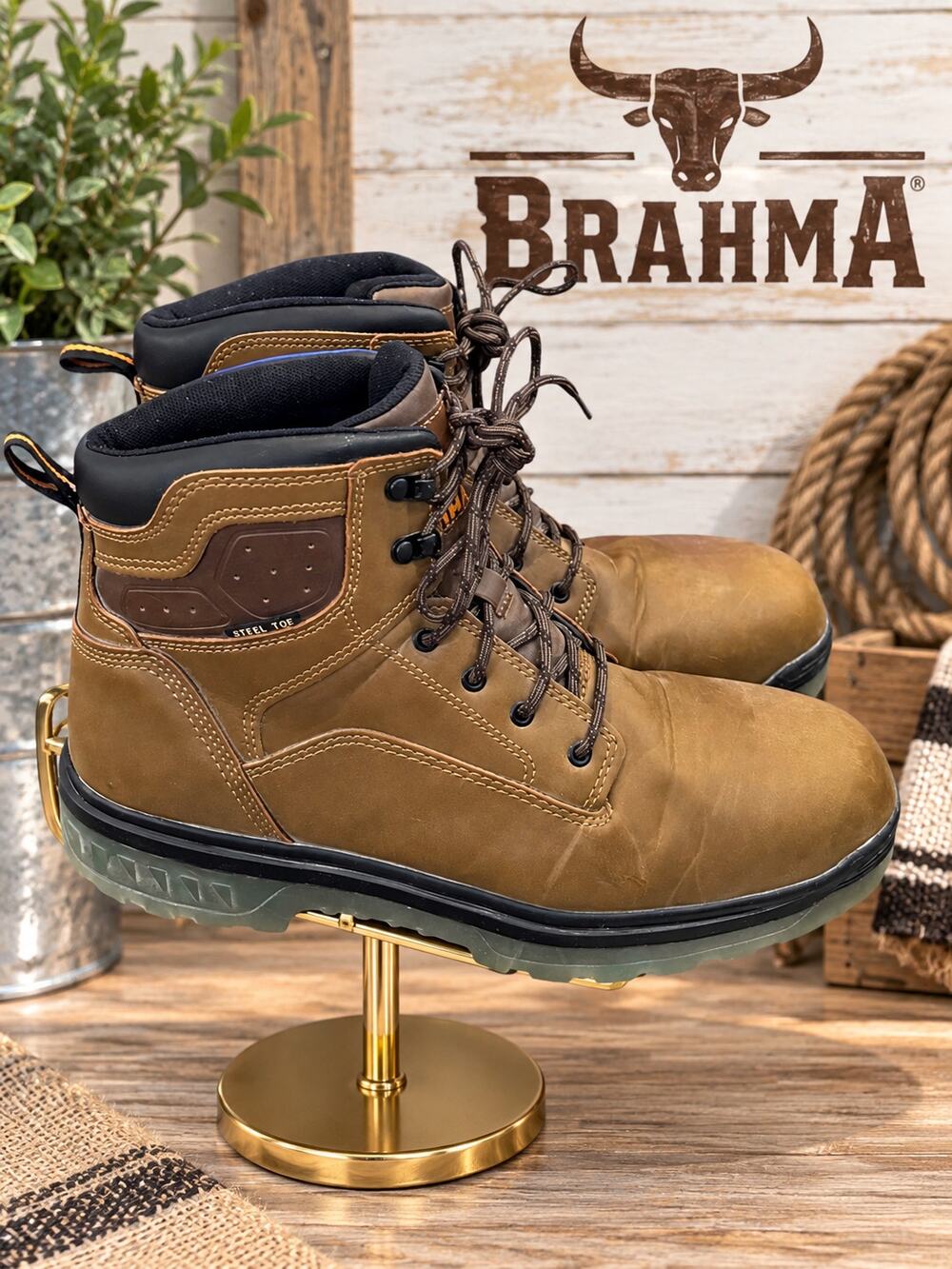 Brahma Combustion 6” Steel Toe Work Boots Brown Men’s Size 11